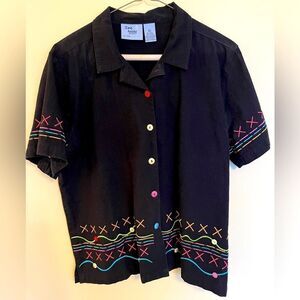 Jane Ashley Women’s Short Sleeve Blouse Size Petite Large